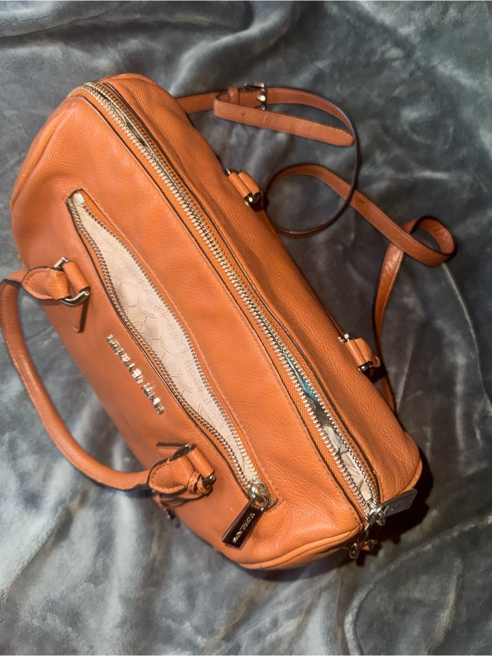 Michael Kors Cognac Leather Satchel with Gold Hardware